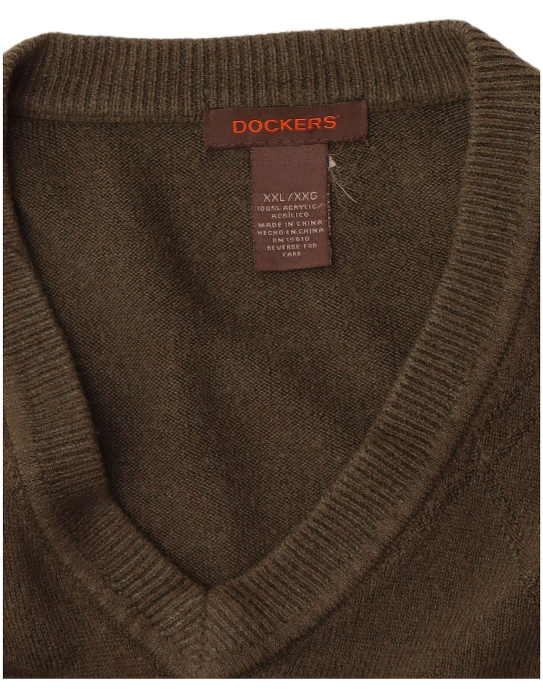 Dockers Herre V-hals sweater 2XL Khaki Akryl
