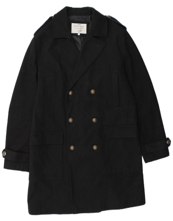 STANLEY ADAMS Herre Military Double Breasted Coat UK 40 Large Black