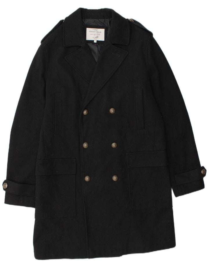 STANLEY ADAMS Herre Military Double Breasted Coat UK 40 Large Black