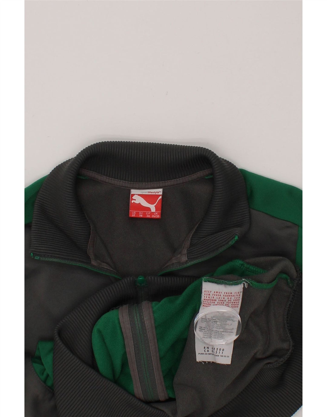 PUMA Boys Graphic Tracksuit Top Jacket 2-3 Years Grey Colourblock Vintage Puma and Second-Hand Puma from Messina Hembry 