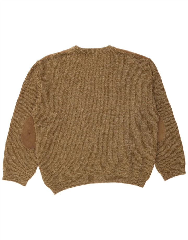 Marks & Spencer Herre sweater med rund hals, stor Khaki Colourblock Uld