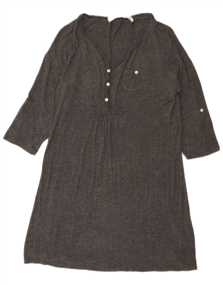 Zara 3/4 ærmer basiskjole til kvinder UK 14 Stor grå viskose