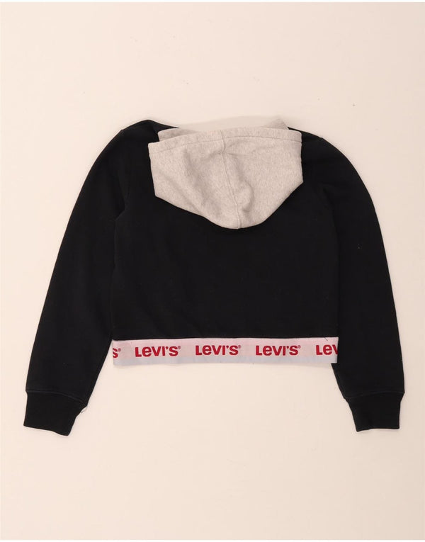 LEVI'S Piger Crop Grafisk Hoodie Jumper 11-12 år Sort Colourblock
