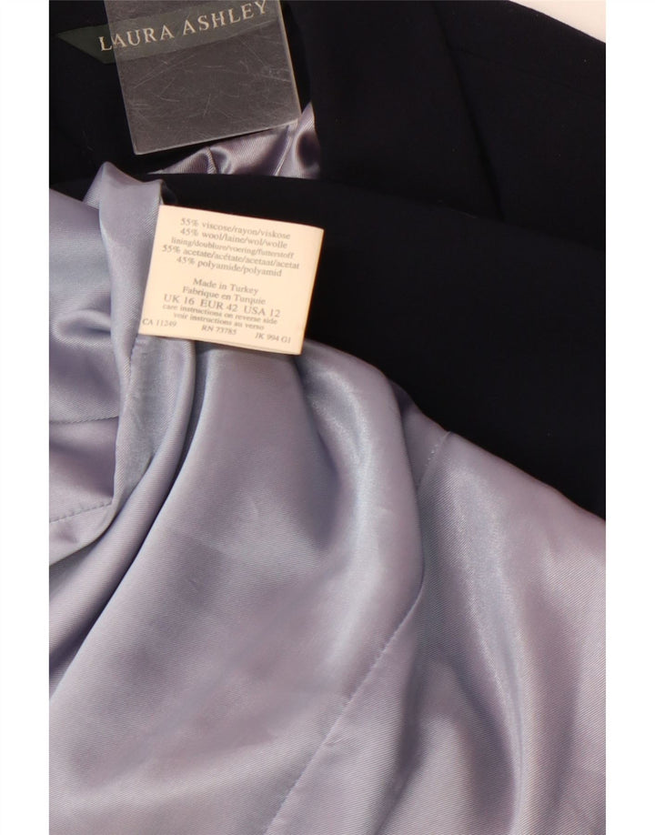 LAURA ASHLEY Dame 4-knaps blazerjakke UK 16 Stor marineblå viskose