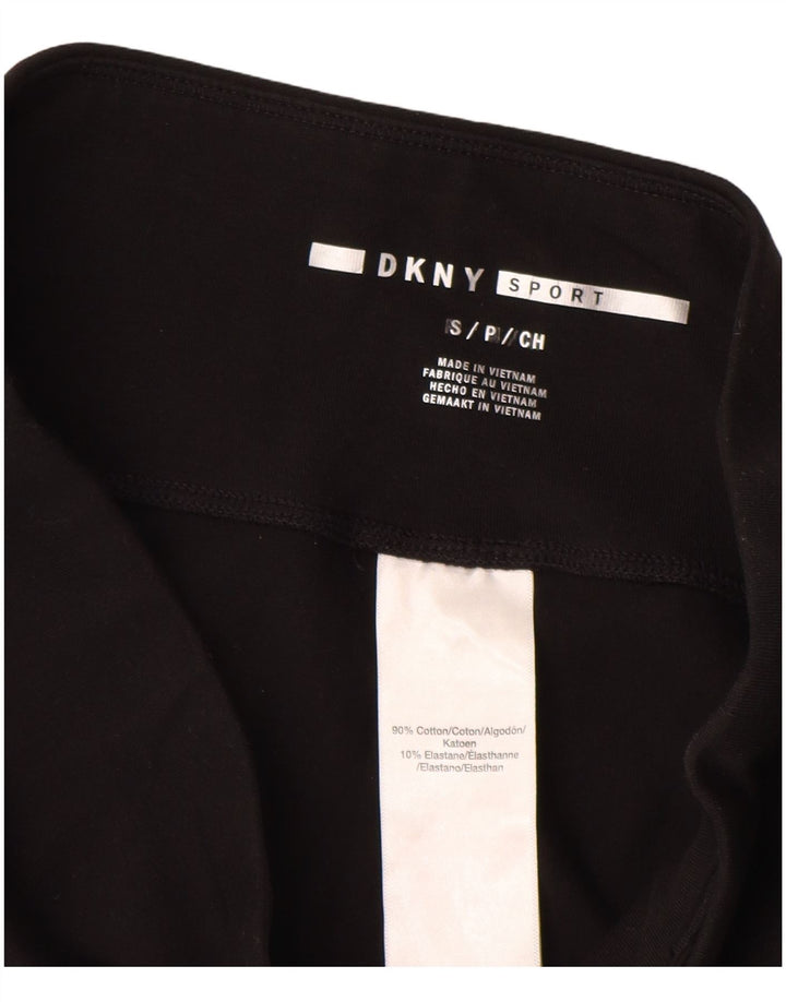 Dkny Womens Graphic Crop Leggings UK 8 Small Black Bomuld
