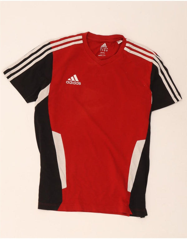Adidas Mens Graphic T-Shirt Top UK 44/46 Large Red Colourblock Cotton