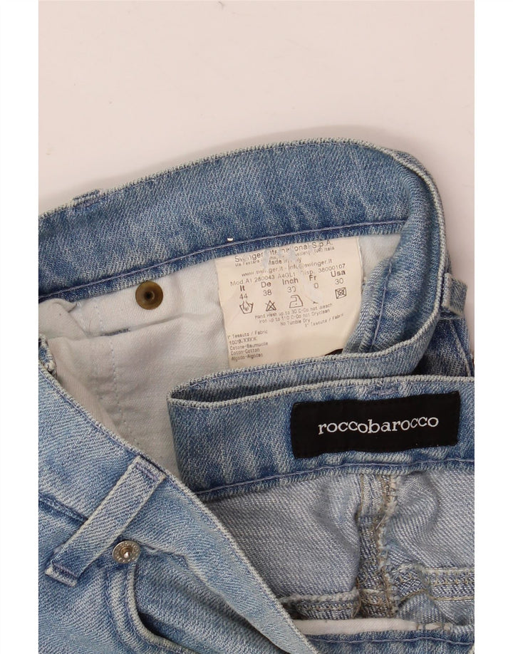 Roccobarocco Dame Bootcut Jeans IT 44 Medium W32 L33 Blå Blomster Bomuld