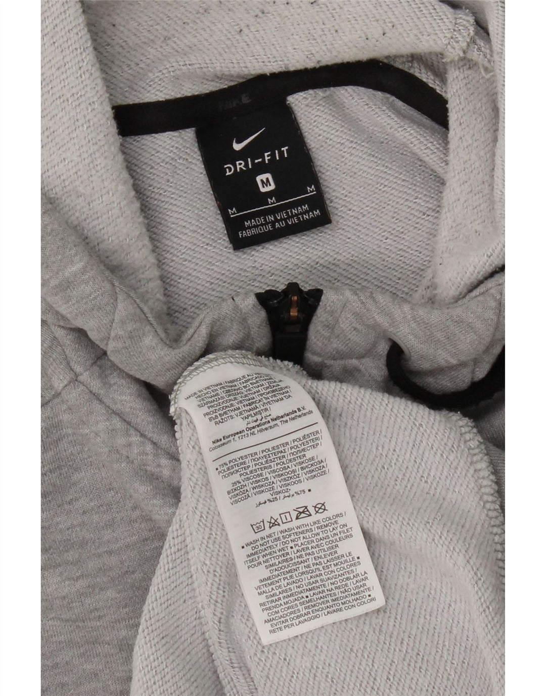 NIKE Mens Dri Fit Zip Hoodie Sweater Medium Grey Polyester Vintage Nike and Second-Hand Nike from Messina Hembry 
