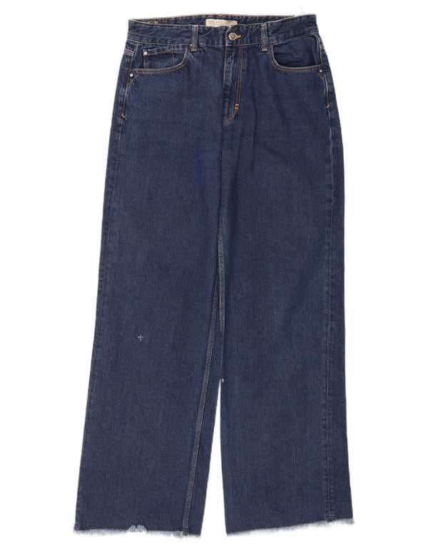 Zara Womens Wide Leg Jeans EU 38 Small W28 L31 Navy Blue Cotton