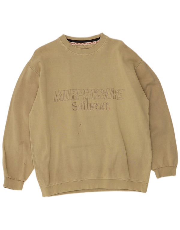 Murphy & Nye Herre Grafisk Sweatshirt Jumper Medium Khaki Bomuld