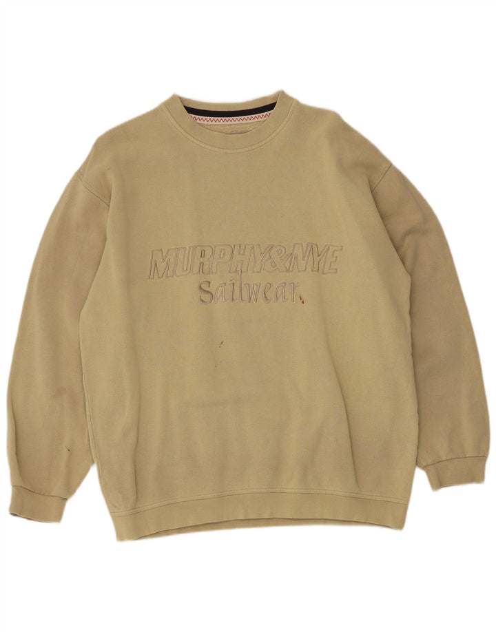 Murphy & Nye Herre Grafisk Sweatshirt Jumper Medium Khaki Bomuld