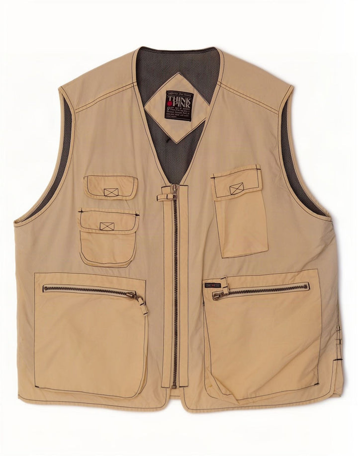 Think Pink Herre Utility Gilet UK 42 XL Beige