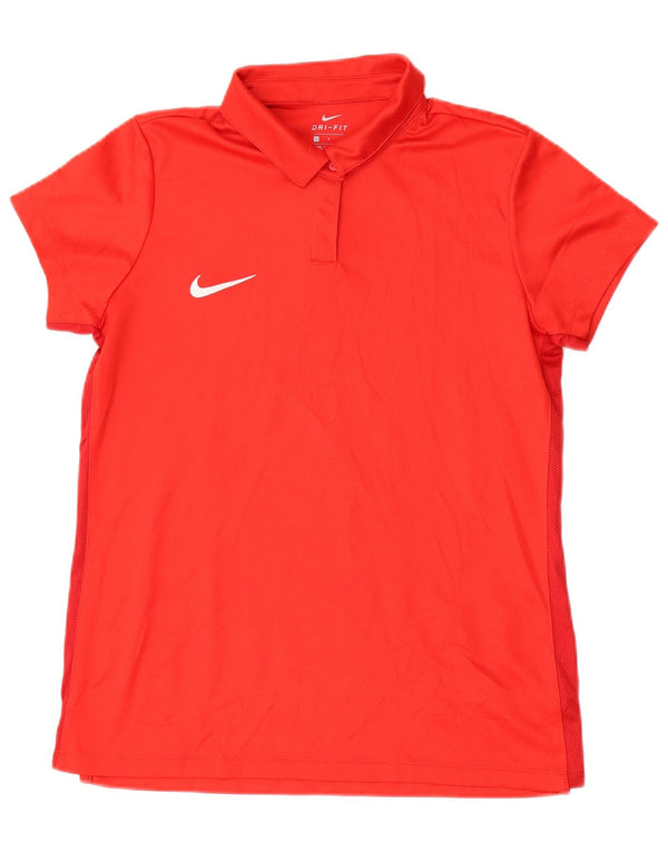 Nike Dame Dri Fit Polo Shirt UK 14 Large Red