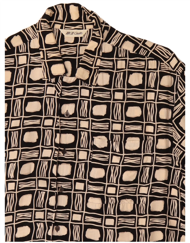 Vintage Kortærmet Herreskjorte Stor Sort Geometrisk