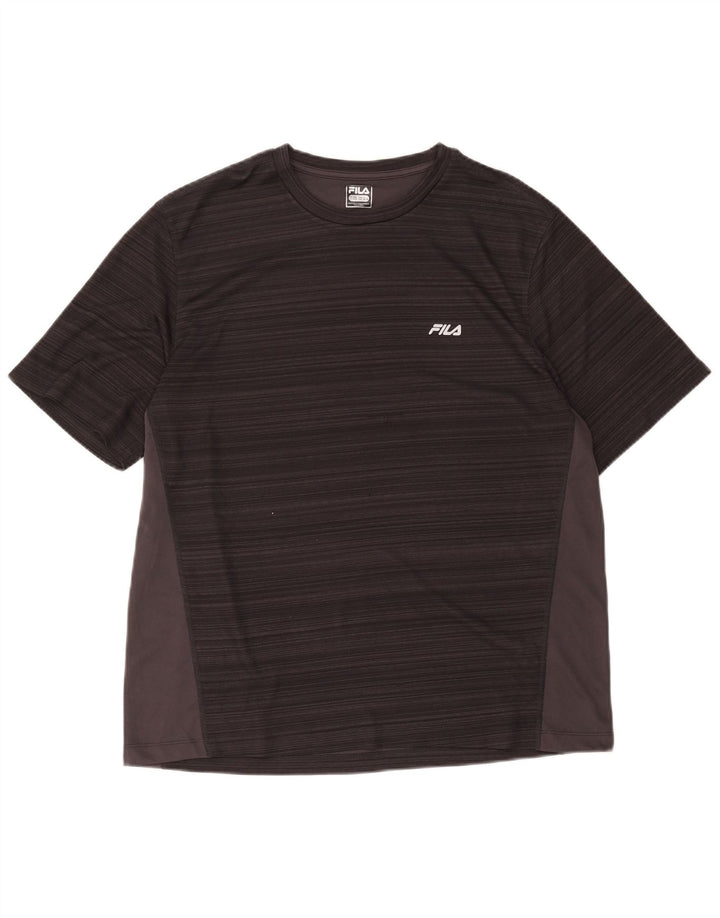 Fila Herre Slim Fit T-Shirt Top 2XL Grå Colourblock Polyester