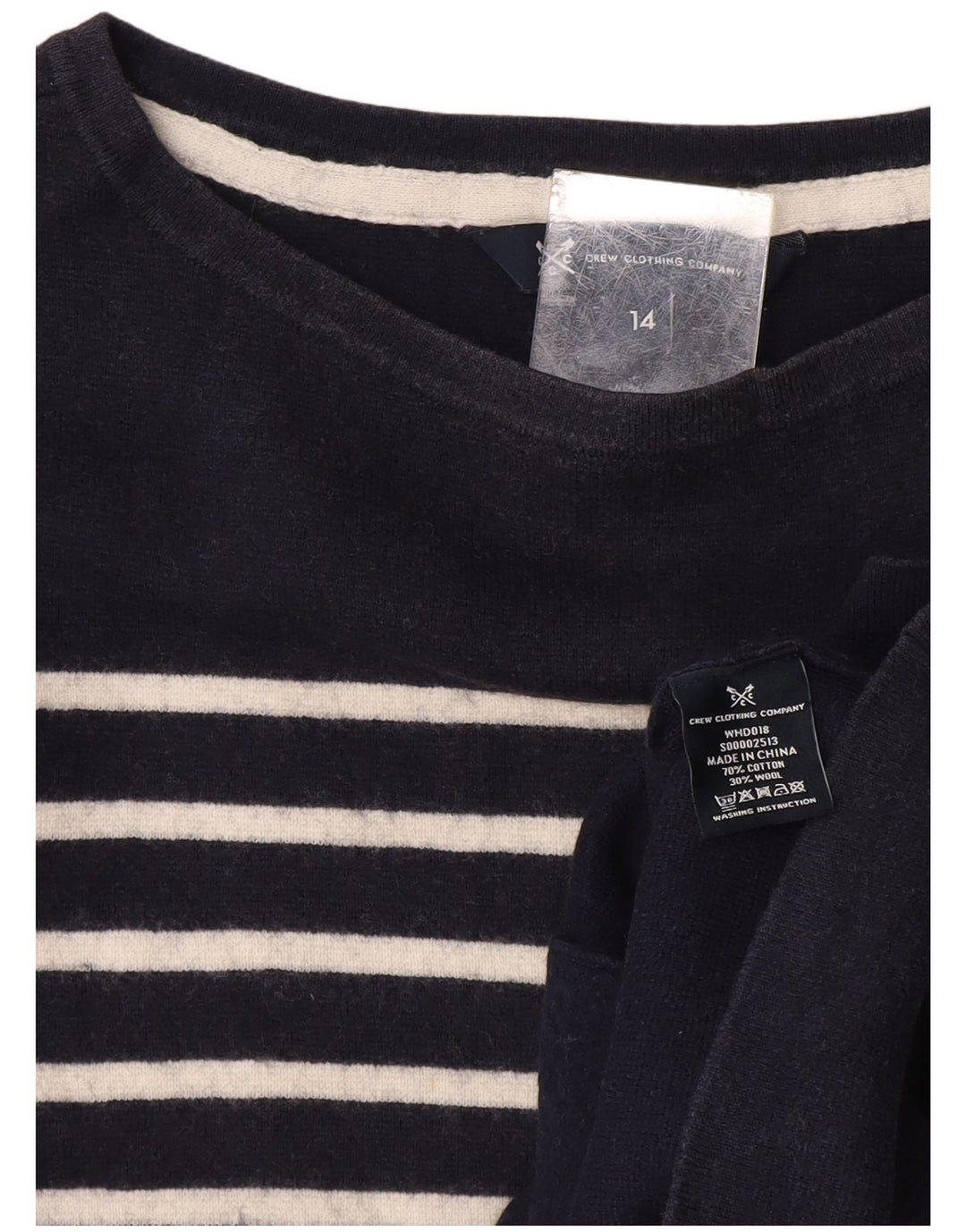 CREW CLOTHING Dame Boat Neck Jumper Sweater UK 14 Medium Navy Blue