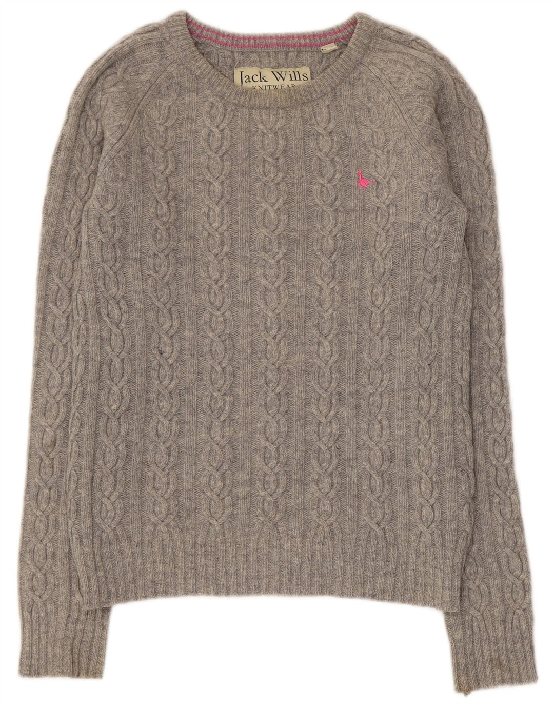 Jack Wills Dame Boat Neck Jumper Sweater UK 12 Medium Grey Lammeuld