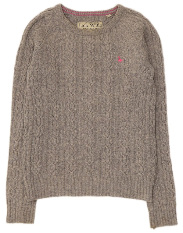 Jack Wills Dame Boat Neck Jumper Sweater UK 12 Medium Grey Lammeuld