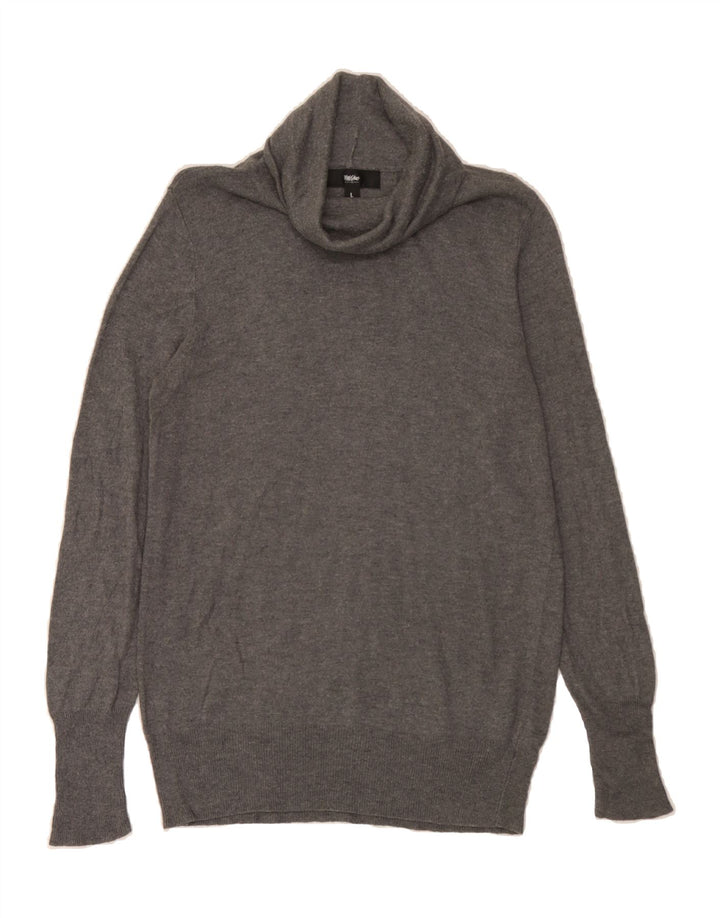 MOSSIMO Womens Roll Neck Jumper Sweater UK 14 Large Grey Nylon Vintage Mossimo and Second-Hand Mossimo from Messina Hembry 