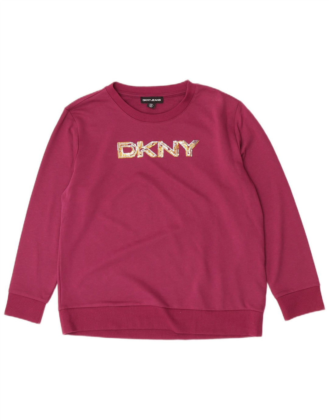 Dkny Dame Grafisk Sweatshirt Jumper UK 14 Medium Lilla Bomuld