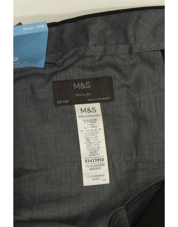 Marks & Spencer Herre Regular Straight Suit Bukser W42 L29 Sort Polyester