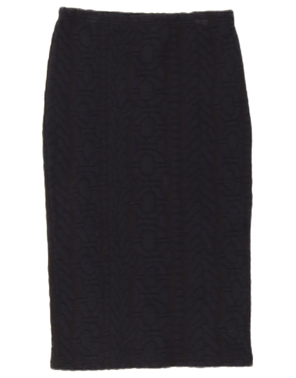 Topshop Womens Pencil Skirt UK 10 Small W27 Navy Blue Geometric Polyester