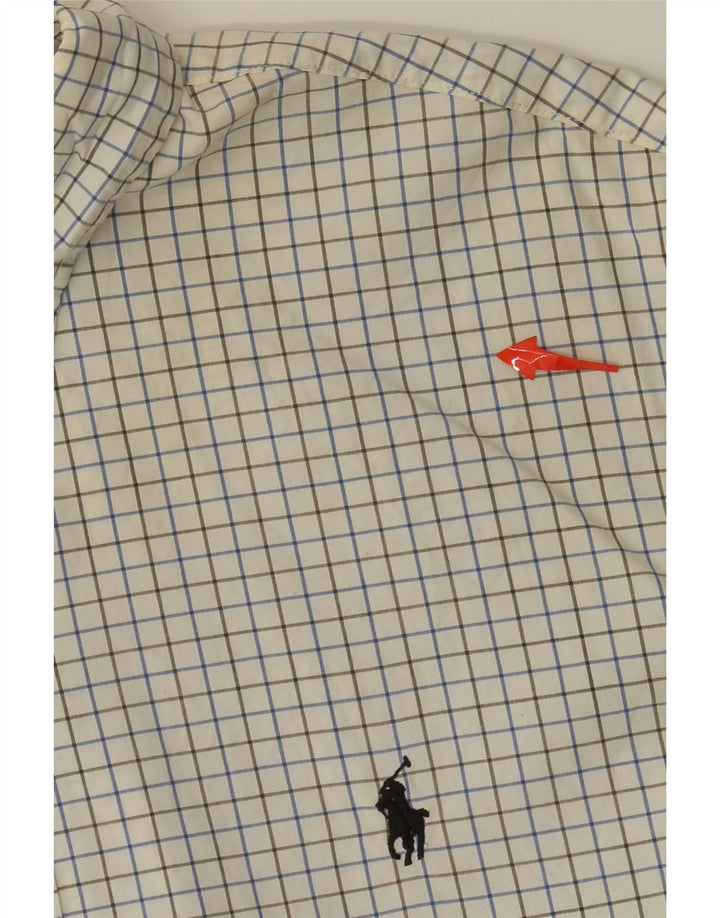 RALPH LAUREN Mens Custom Fit Shirt Size 15 1/2 39 Medium Off White Check