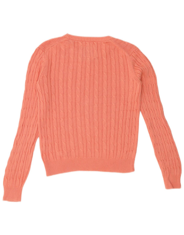 JACK WILLS Womens Crop Crew Neck Jumper Sweater UK 10 Small Pink Bomuld