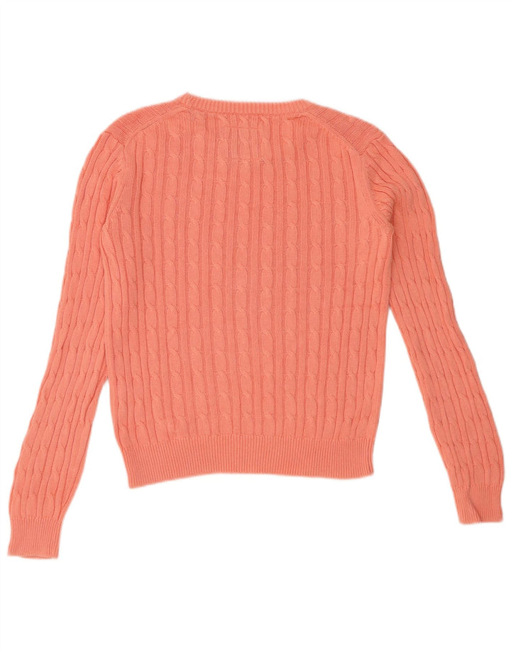 JACK WILLS Womens Crop Crew Neck Jumper Sweater UK 10 Small Pink Bomuld