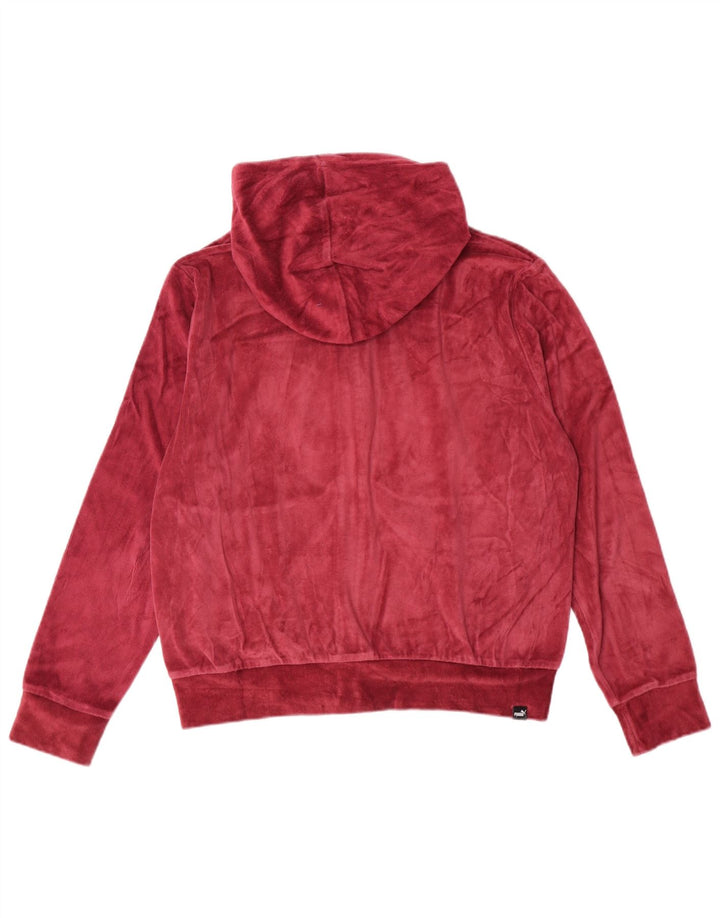 PUMA Womens Velour Zip Hoodie Sweater UK 14 Medium Maroon