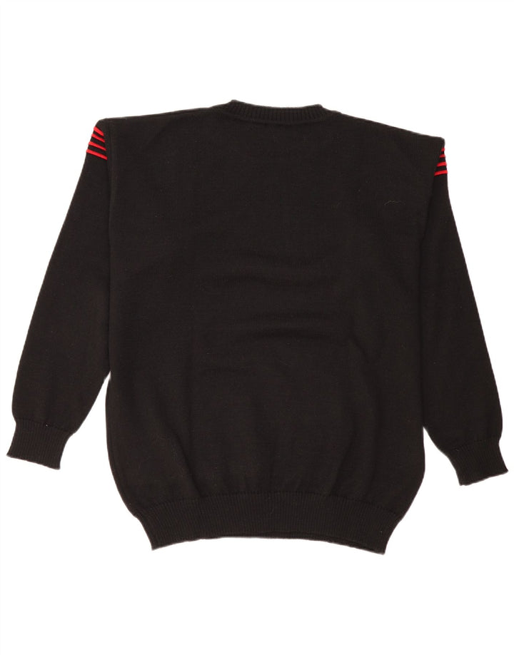 Vintage herre sweater med rund hals DK 38/40 medium sort stribet