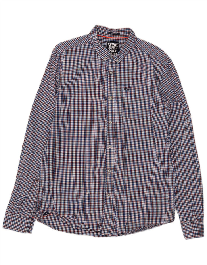 Superdry Herre Regular Fit skjorte XL Blue Gingham Cotton