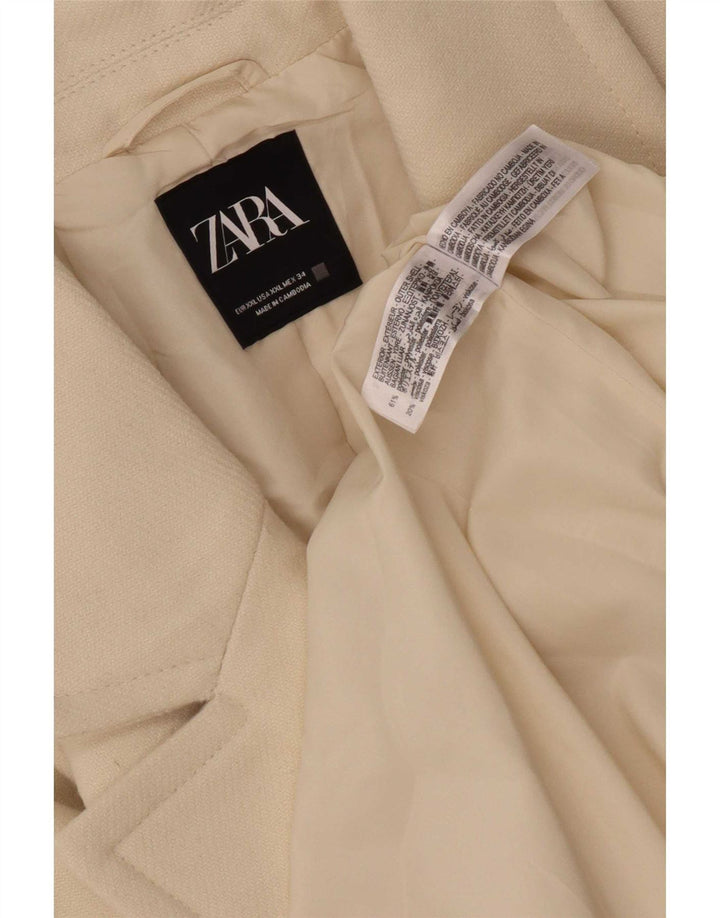 Zara Dame Overfrakke UK 20 2XL Hvid Polyester