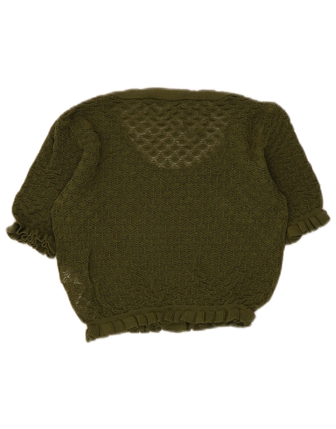 Zara Womens Crop Bluse Top UK 8 Small Khaki Viscose