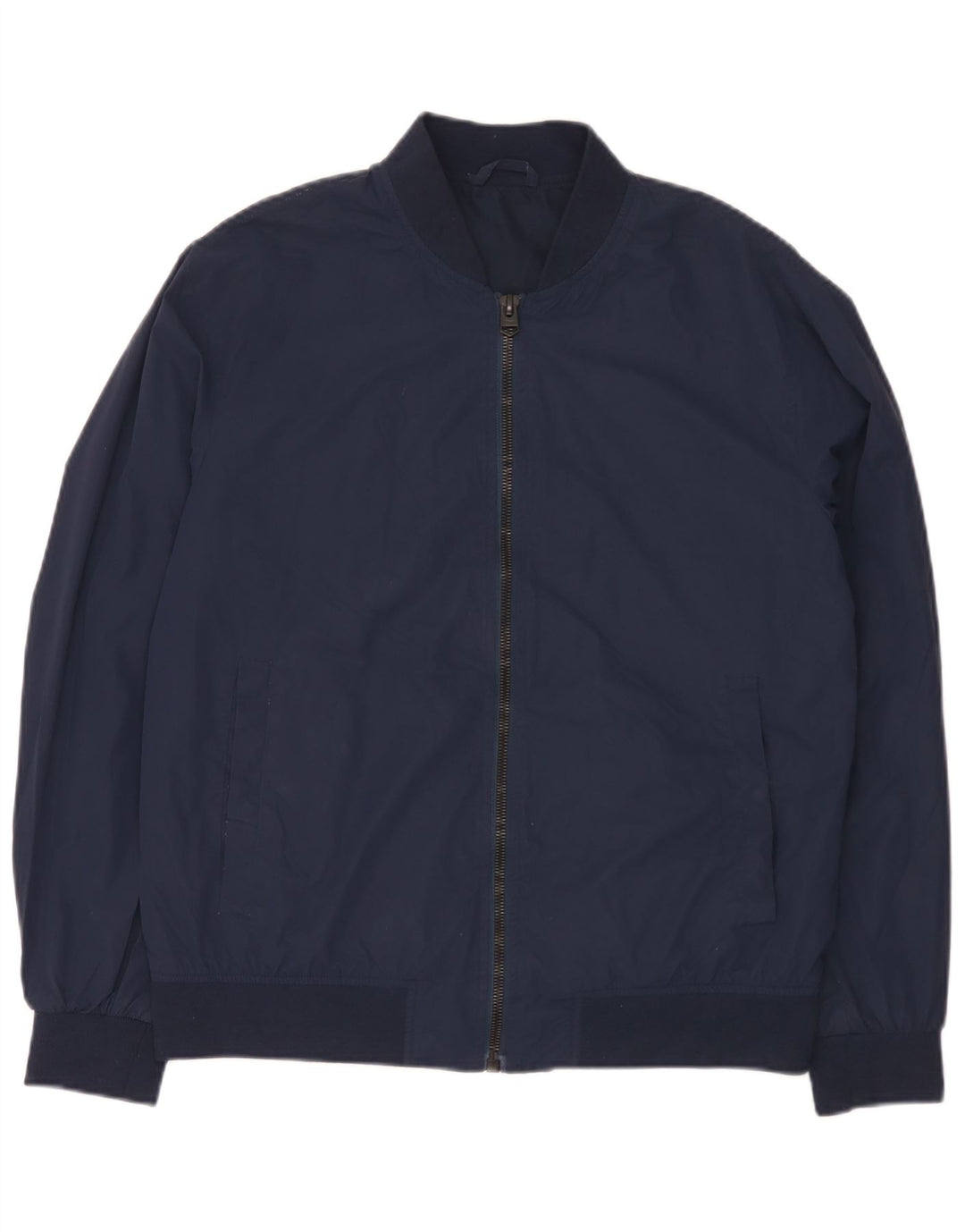 Zara Herre Bomber Jacket UK 40 Large Navy Blue Polyester