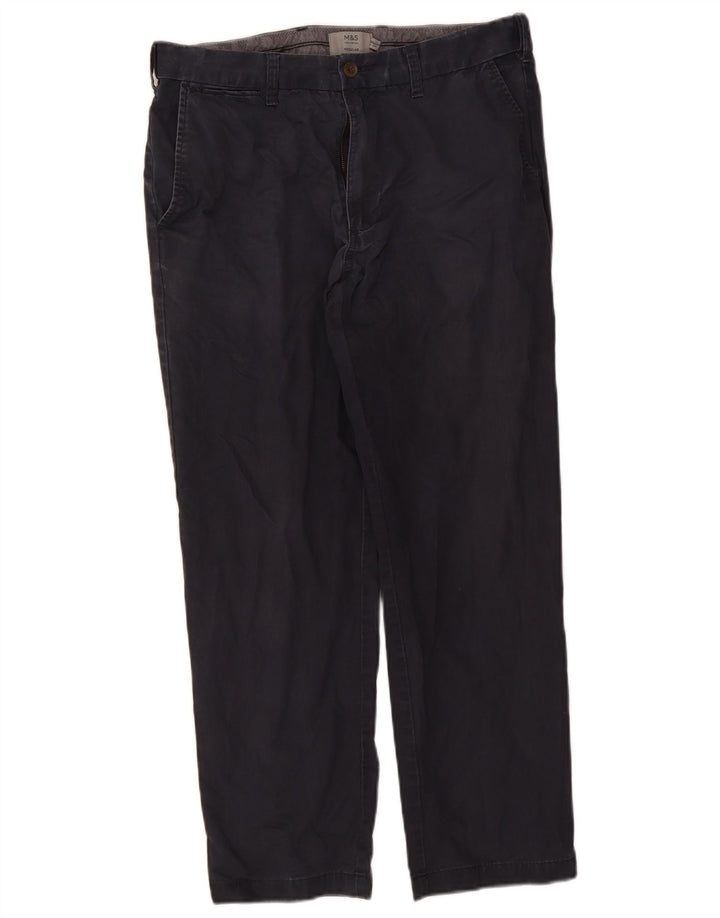 Marks & Spencer Herre Regular Chino Bukser W34 L29 Marineblå Bomuld