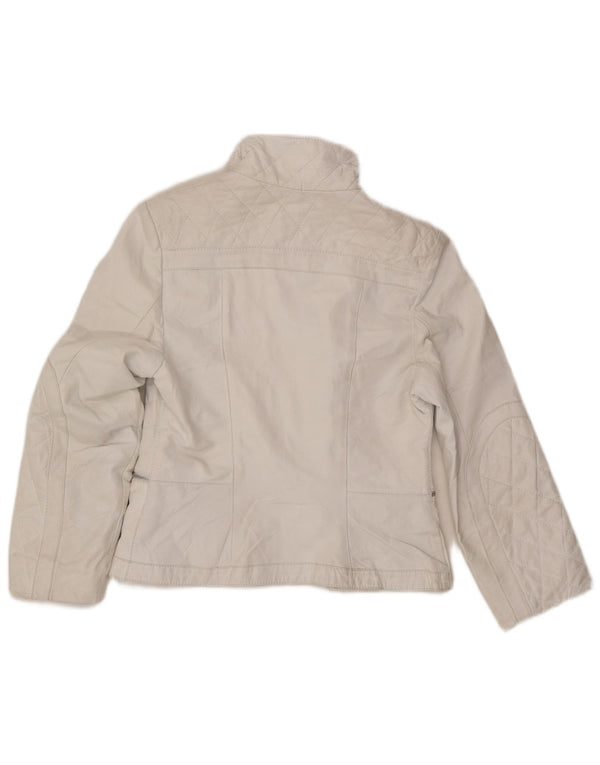 Mitici Anni Dame Læder Biker Jacket UK 18 XL Hvid