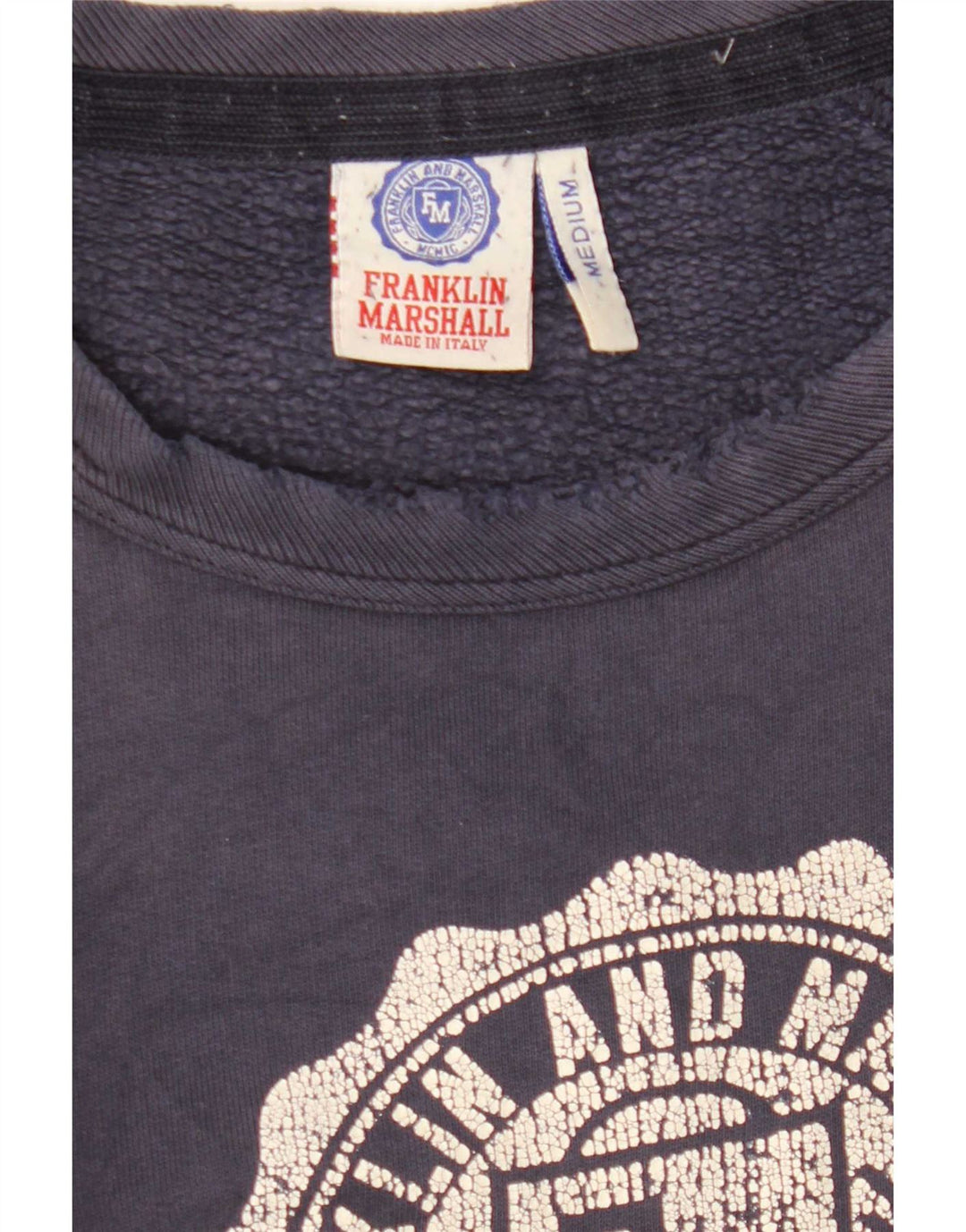 Franklin Marshall Herre Grafisk Sweatshirt Jumper Medium Navy Blue