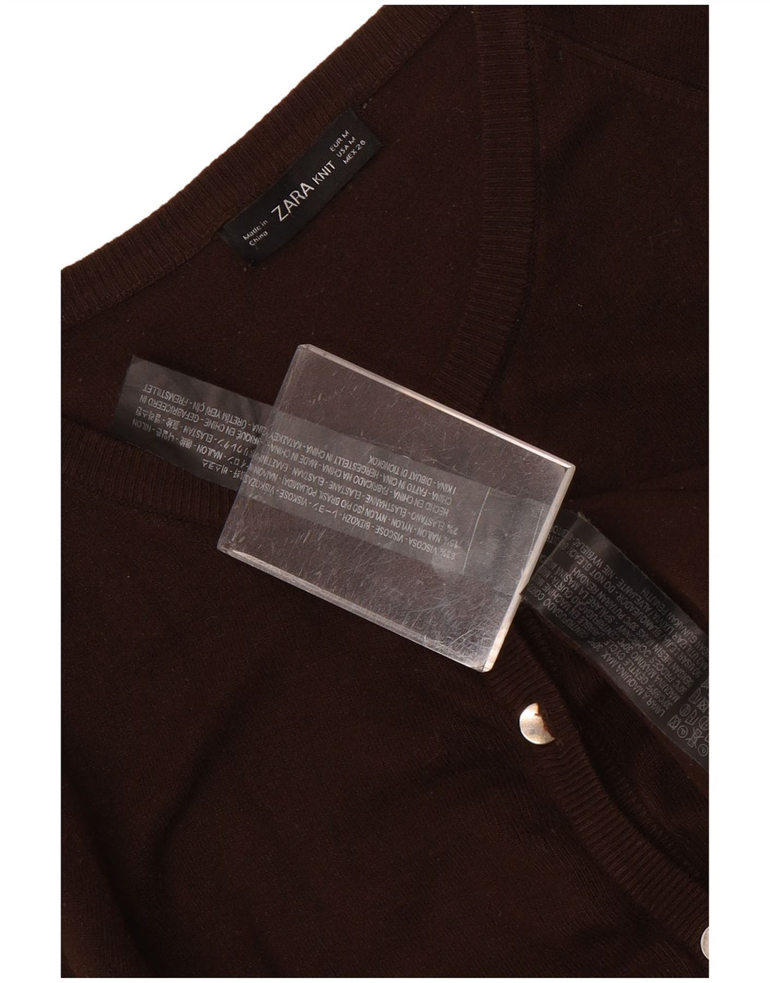 Zara Dame Cardigan Sweater UK 12 Medium Brown Viscose