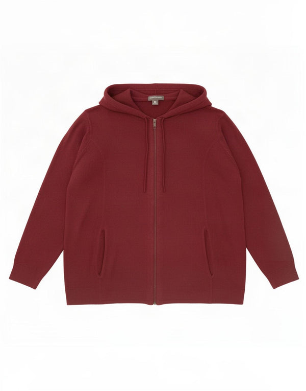 Marks & Spencer Herre Autograph Hætte Cardigan Sweater XL Maroon Akryl