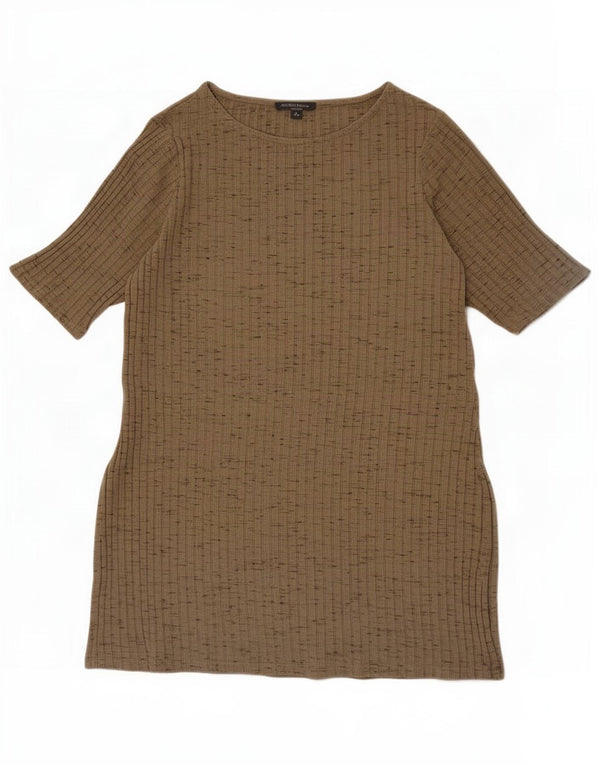Marks & Spencer Dame Tunika Top UK 16 Large Khaki Flecked Viscose