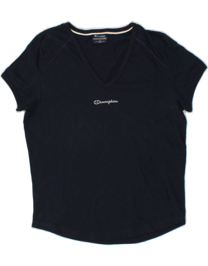 CHAMPION Womens T-Shirt Top UK 12 Medium Navy Blue Cotton Vintage Champion and Second-Hand Champion from Messina Hembry 