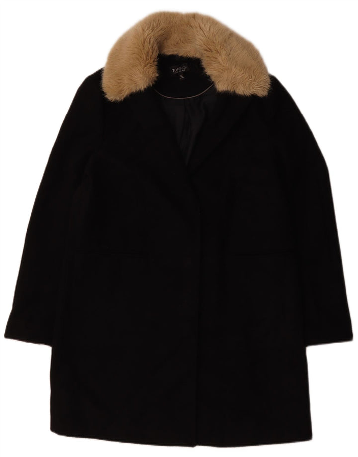 Topshop Dame Oversized Overfrakke UK 10 Small Black Polyester