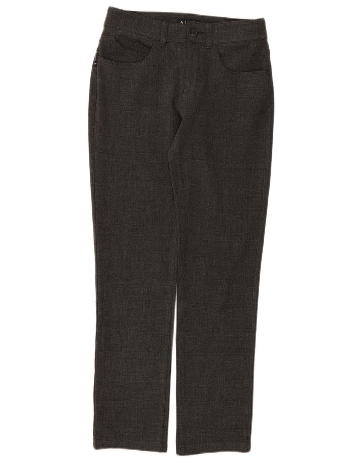 Armani Dame Slim Casual Bukser W26 L28 Grå Ternet polyester