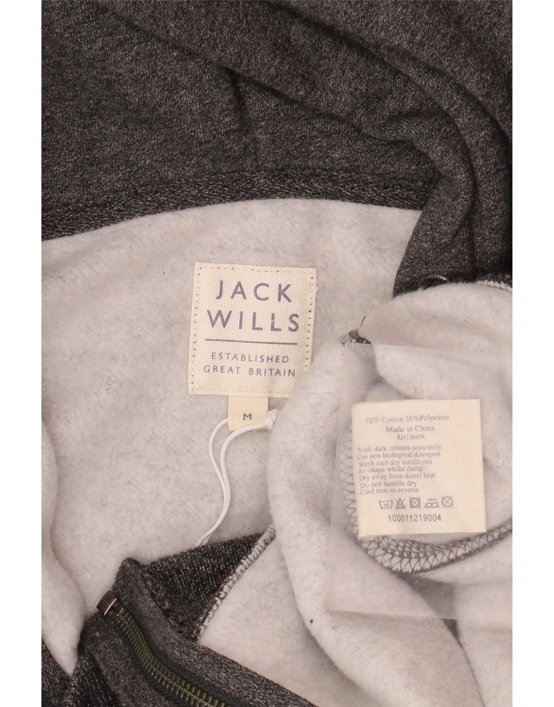 Jack Wills Hættetrøje med lynlås til mænd mellemgrå flækket bomuld
