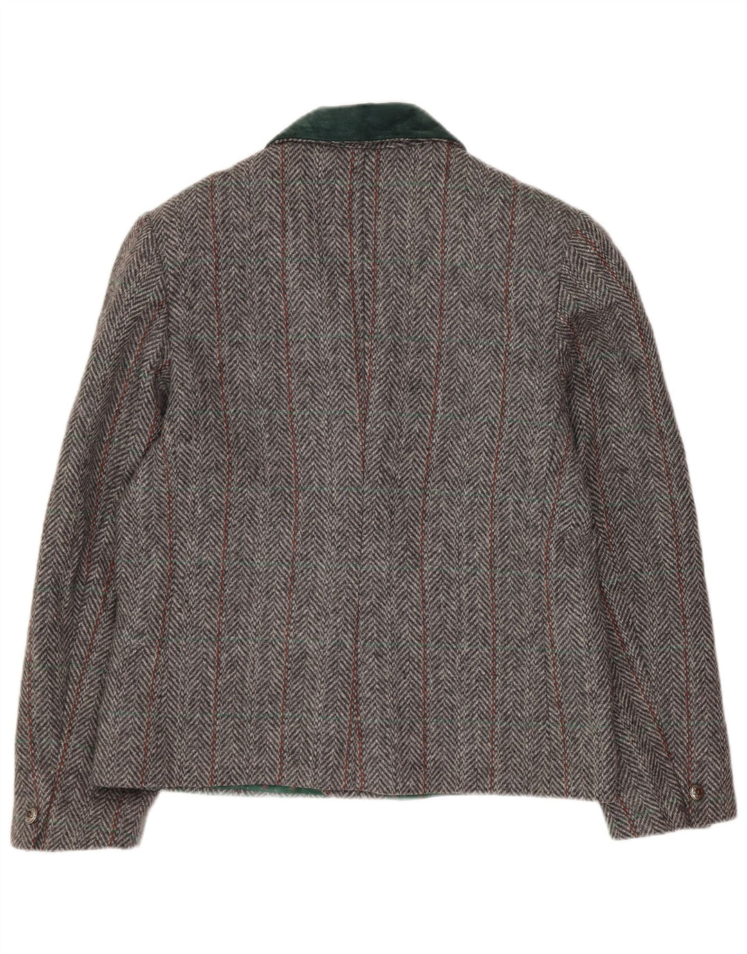 Vintage Dame Dobbeltradet Blazer Jacket UK 14 Medium Grey Herringbone