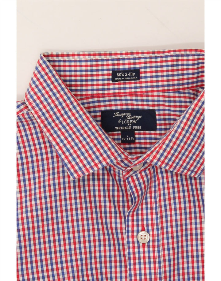 J. CREW Mens Wrinkle Free Shirt Size 16 1/2 Large Red Check Cotton Vintage J. Crew and Second-Hand J. Crew from Messina Hembry 