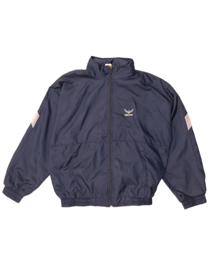 Vintage træningsdragt topjakke til kvinder UK 16 Large Navy Blue Colourblock