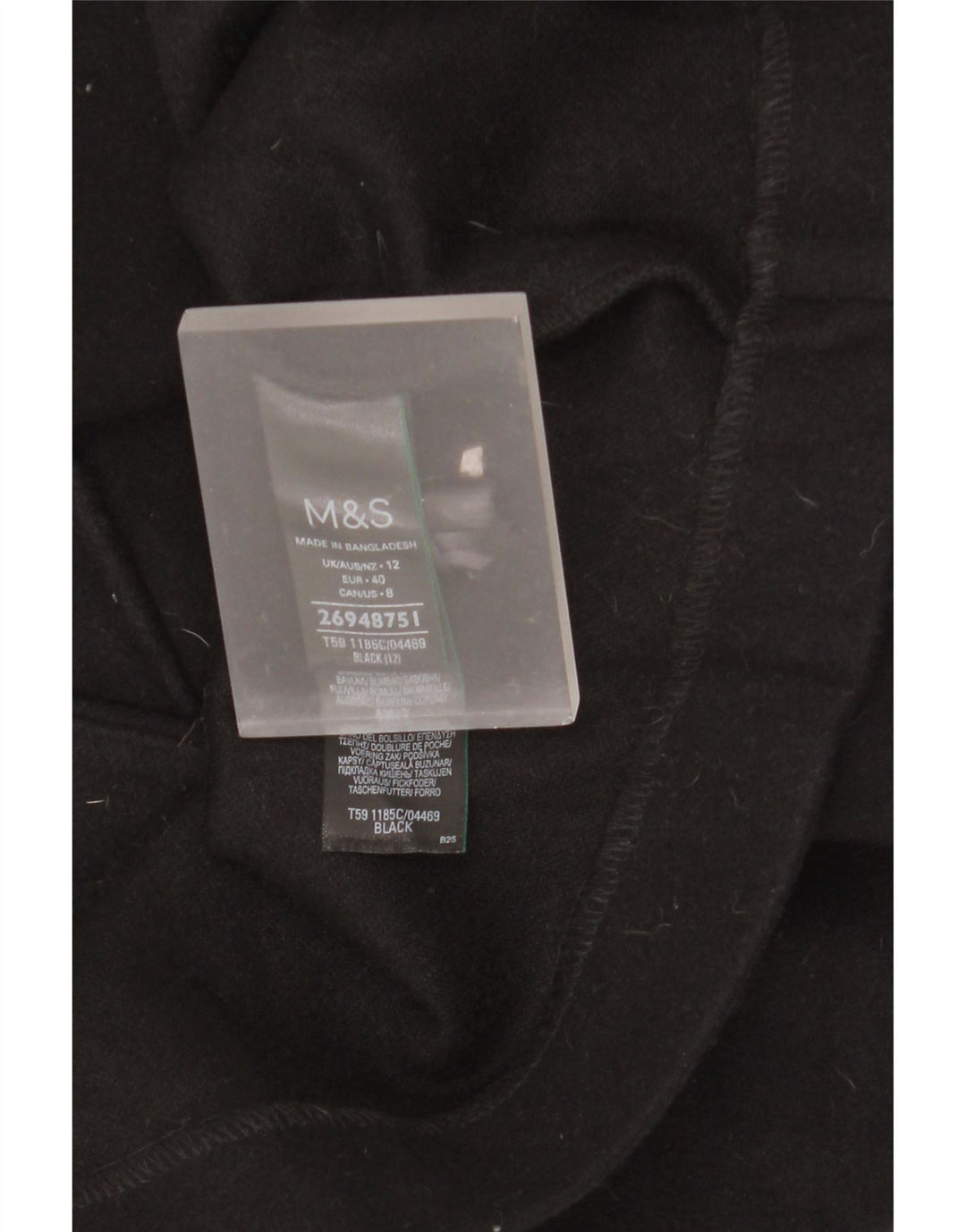 Marks & Spencer Dameoverfrakke UK 12 Medium Sort Polyester