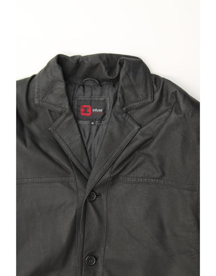 VINTAGE Mens Leather Coat UK 38 Medium Black Leather Vintage Vintage and Second-Hand Vintage from Messina Hembry 